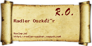 Radler Oszkár névjegykártya